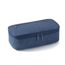 (blue) Pencil Case Black School Supplies Pencil Case Girls Estuche Escolar Solid Color Large Capacity Cute Stationery Pencil Pouch