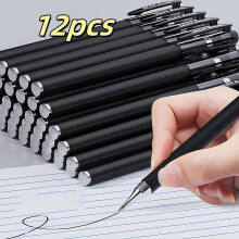 (12Pcs) 6/12 Pack Quick-Dry 0.5mm Fine Tip Gel Pens - Smooth Writing, Black Ink,Note-Taking & Art - Professional Business Stationery