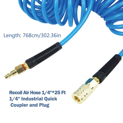 Lightweight Air Compressor Hose 1/4" Polyurethane Recoil Air 1