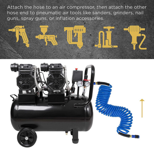 Lightweight Air Compressor Hose 1/4" Polyurethane Recoil Air 2