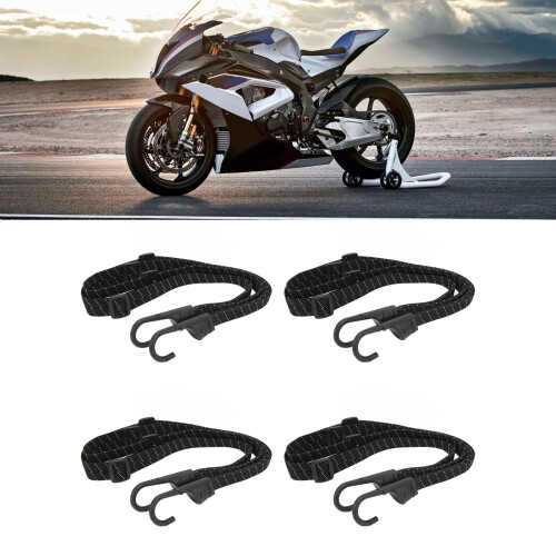 4 Stück Motorrad Gepäckseil Doppelklemme 60cm Elastisch retractable Schwarz