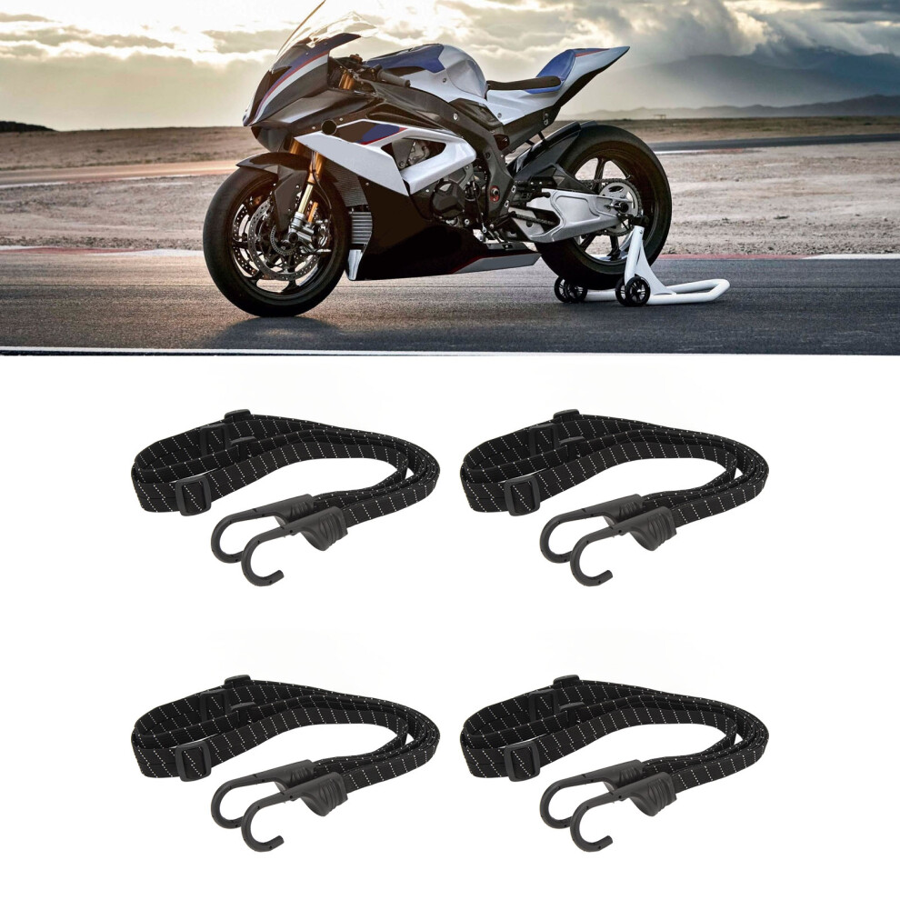 4Pcs Elastic Motorcycle Helmet Luggage Ropes 60Cm Black 5041368995558