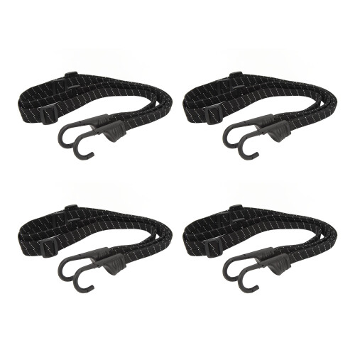 4 Stück Motorrad Gepäckseil Doppelklemme 60cm Elastisch retractable Schwarz 1