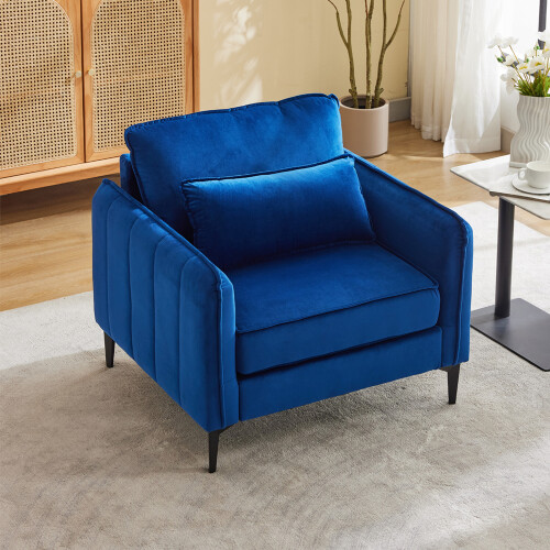 Living And Home Single Sofa Armchair, Navy Blue 1