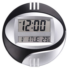 MRNHA Temperature Display Digital Wall Electronic Clock LCD Moderne Calendar LED Bracket Watch Mute Of Home Office Decoration Black