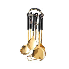 (black) 7-Piece Utensils Set with Holder, Non Stick Kitchen Utensil Set with Rotating