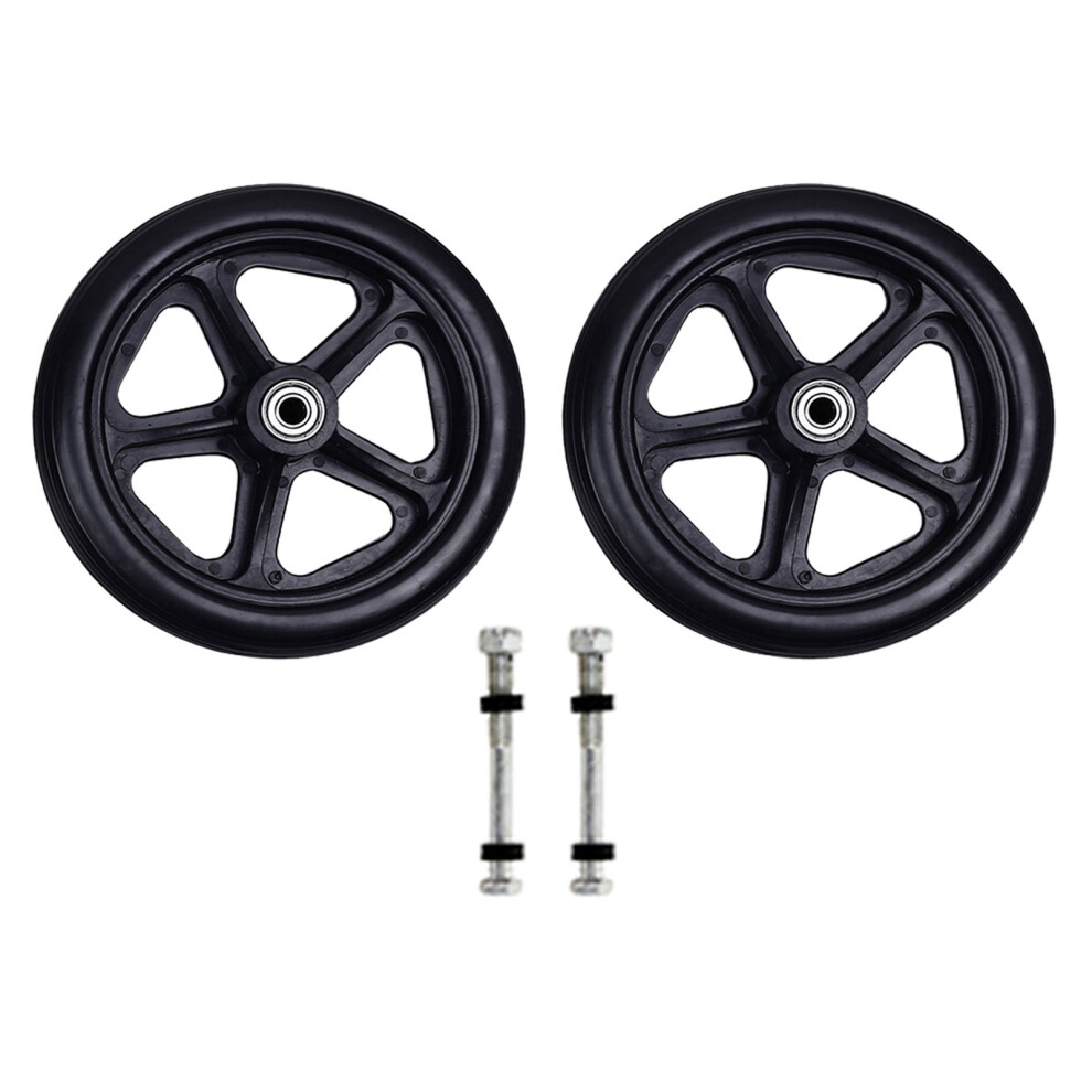 2Pcs 6/7/8in Heavy Duty Wheelchair Front Caster-7 inches Black