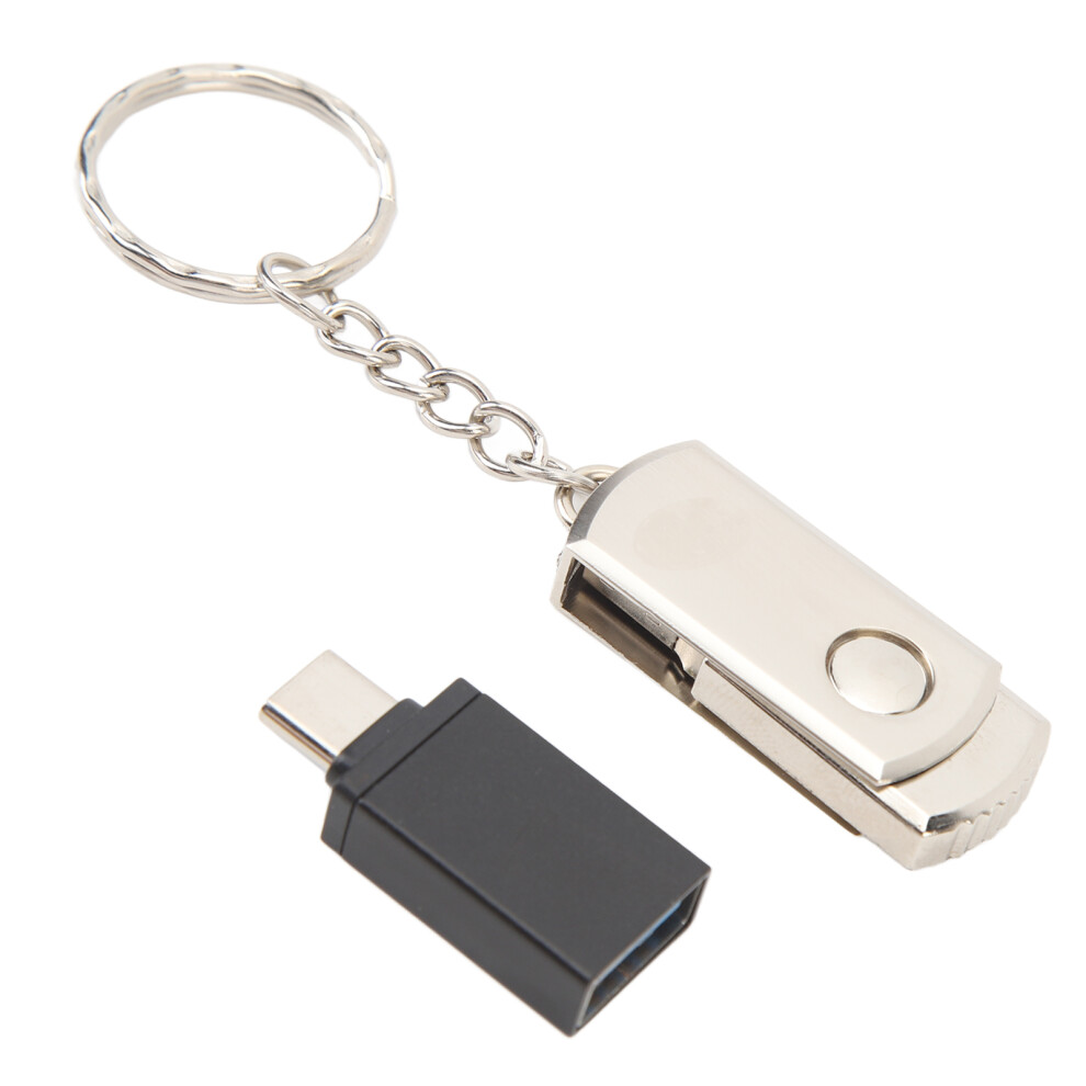 128Gb Usb 2.0 Flash Drive With Usb-C Adapter For Laptop & Tablet Silver 9451368996251