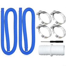 32mm Swimming Pool Hose Kit with Metal Clips, Leak Proof Above Ground Pump Connector, 1.5m Blue Tube Set