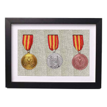 Wood Sport Medal Display Frame, High-Quality Medal and Photo Display Case with Refined Finish, Durable MDF Structure for Honoring Athletic and Militar