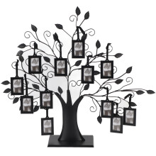 Timeless Design, Hanging Photo Frames Family Tree with Photo Frame Collage Layout, Premium Quality Iron Tree Featuring Intricately Carved Leaves and S