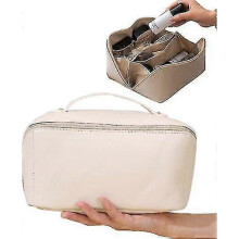 (double-deck, white) Lar- Travel Bag Izer Makeup With Bru Slots Dividers