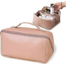 (double-deck, pink) Lar- Travel Bag Izer Makeup With Bru Slots Dividers