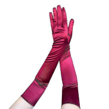 (Wine Red) Elegant 1920s Women Evening Dinner Gloves Full Finger Bridal Wedding