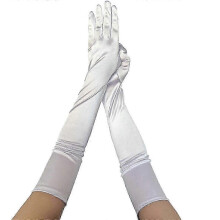 (White) Elegant 1920s Women Evening Dinner Gloves Full Finger Bridal Wedding