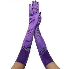 (Purple) Elegant 1920s Women Evening Dinner Gloves Full Finger Bridal Wedding