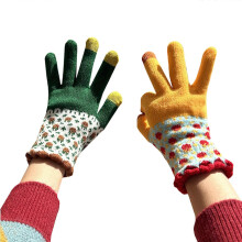 (1) Fashion Knit Gloves For Women Girl Windproof Screentouch Design Gloves Handwear for Cycling Commuting Cold Weather Multicolor