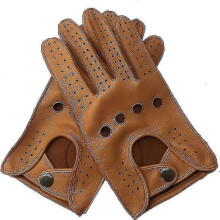 (l, Yellow) Men's Genuine Deerskin Leather Driving Gloves, Solid Color Adult Winter Touchscreen