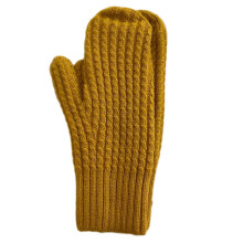 (Ginger) Soft Crochet Gloves Driving Full Finger Mittens Solid Color Knitted Gloves
