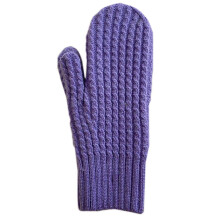 (Purple) Soft Crochet Gloves Driving Full Finger Mittens Solid Color Knitted Gloves