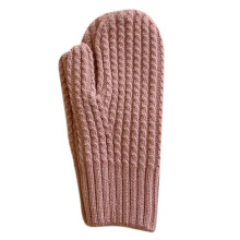 (Pink) Soft Crochet Gloves Driving Full Finger Mittens Solid Color Knitted Gloves