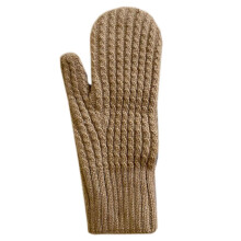 (Khaki) Soft Crochet Gloves Driving Full Finger Mittens Solid Color Knitted Gloves