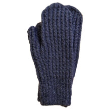 (Navy Blue) Soft Crochet Gloves Driving Full Finger Mittens Solid Color Knitted Gloves