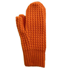 (Orange) Soft Crochet Gloves Driving Full Finger Mittens Solid Color Knitted Gloves