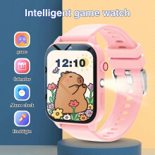 (Pink) Kids Games Smart Watch for Age 5-12 Kids Gifts with 18 Games fun photo taking Music Player Pedometer Flashlight etc.