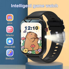(Black) Kids Games Smart Watch for Age 5-12 Kids Gifts with 18 Games fun photo taking Music Player Pedometer Flashlight etc.
