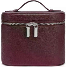 (Burgundy) Portable Cosmetic Organizer Bags, Makeup Bag, Toiletry Bag for Women, Travel Make up Case with Compartments and Handle