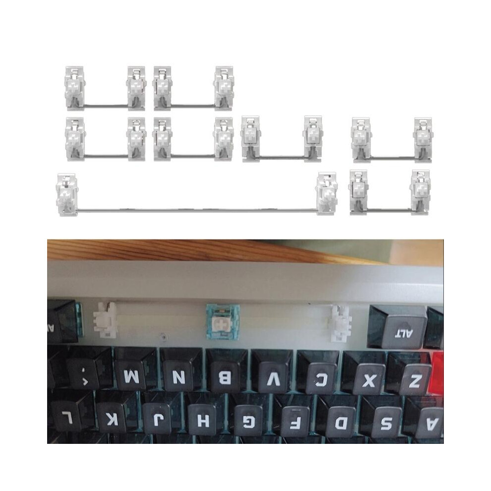 8Pcs Keyboards Stabilizers Pom Steel Plate Construction Quiet Typing 6.25U 2U Ergonomic Structure 6935161523324