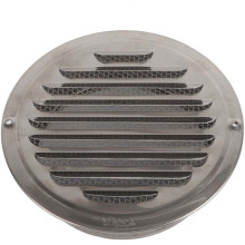 Bocchetta di ventilazione rotonda in acciaio inox, con griglia di protezione integrata e design a lamelle a 45, resistente alle intemperie, alla