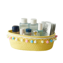 Multipurpose Organizer, Decorative Storage Foldable Woven Basket for Multiple-Use in Bathroom Living Room Guest Room Kitchen Office, Portable Neutral-