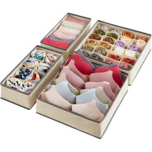 Underwear Organizer Set, Multiuse Fabric Foldable Cabinet Organizers, Snuggles Into Your Drawer, Washable, Durable Design, 4PCS
