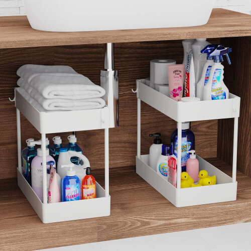 Under Sink Organizers, Easy to Assemble Multi-Purpose Bathroom Kitchen Storage 1