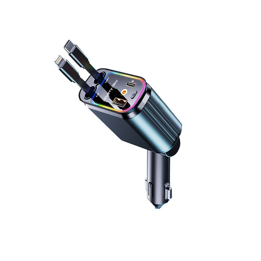 120W Car Charger Retractable Car Cigarette Er Adapter Star Ing Type C 80Cm Charger Cable For Phone Light 4713009267201