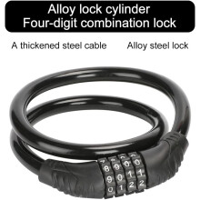 Candado para bicicleta sin llave, resistente a cortes y con combinación reajustable para mayor seguridad en exteriores.