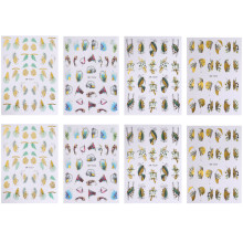 Adesivos de unhas de luxo com design de flores gravadas em 5D para mulheres e meninas, compatíveis com diversas superfícies, incluindo unhas e