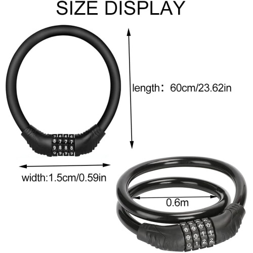Rustproof Security Lock, High Security with Flexible Steel Cable and Resettable Combination for All Environments 2