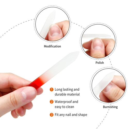 Λίμες νυχιών διπλής όψης με χαραγμένο γυαλί, κρύσταλλο ουράνιου τόξου, 2