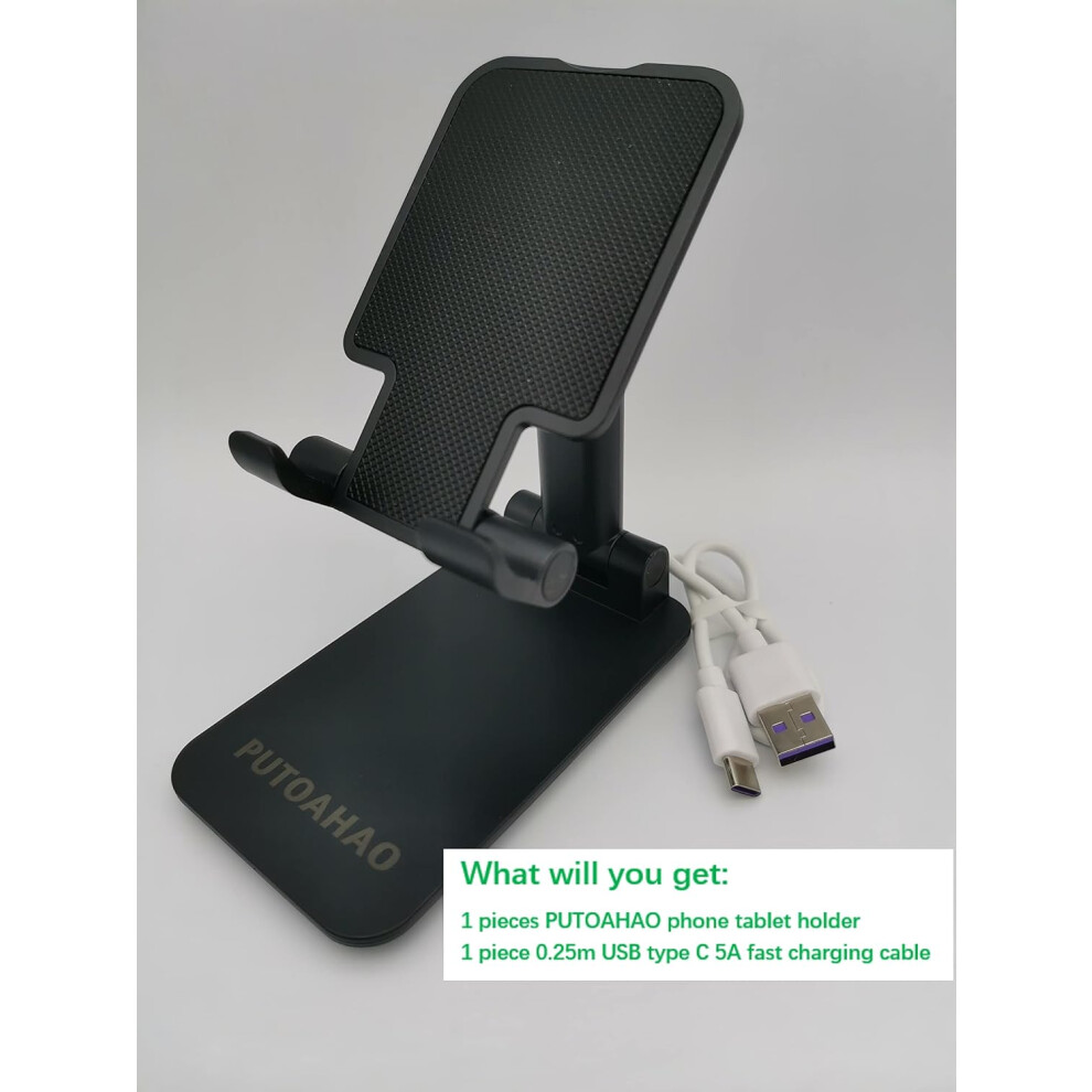 Desk Phone Holder With Adjustable Height & Angle, Foldable Portable Stand For Hands-Free Video Calling & Web Browsing, Stable Aluminum Alloy Rod 9128293490597