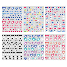 Decorações de manicure DIY, presente para o Dia dos Namorados, adesivos de unha autoadesivos, arte romântica com corações em degradê e doces,