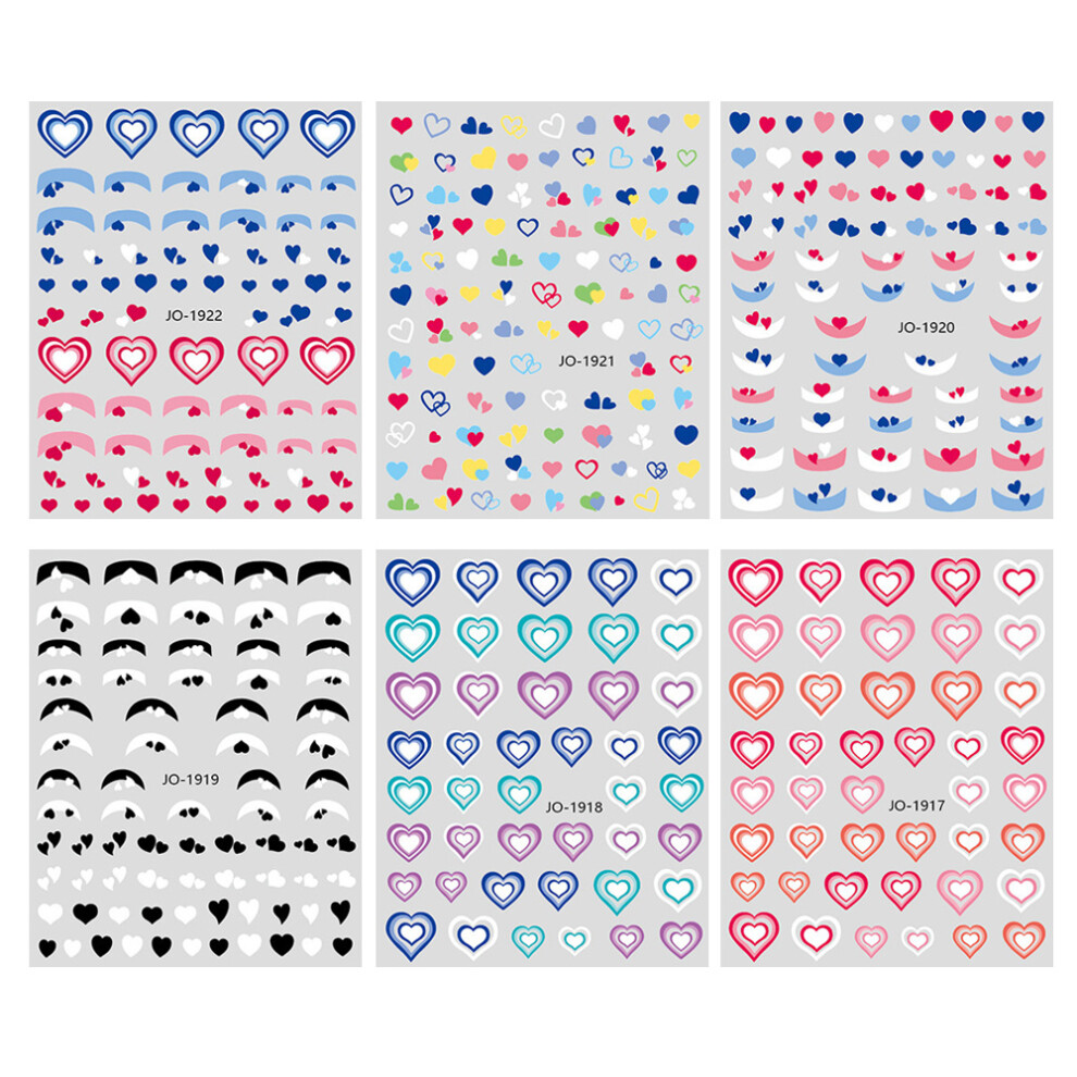 Valentine'S Day Gift, Heart Candy Art Self-Adhesive Nail Stickers, Exquisite Diy Manicure Decorations For Women, Romantic Nail Art Supplies, 6 Sheets
