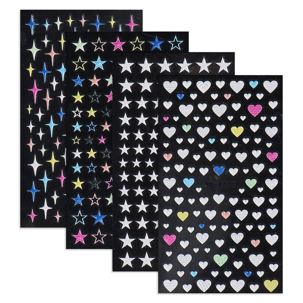 Heart Flowers Star Patterns, Health Safety Materials, Easy To Use 5D Three-Dimensional Embossed Design For Women DIY Manicure, Professional Nail