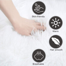 Faux Fur Round Rug, Elegant Home Decor Plush Artificial Wool Mat For Bedroom Living Room, Non-Slip Skin-Friendly Snow White 40x40