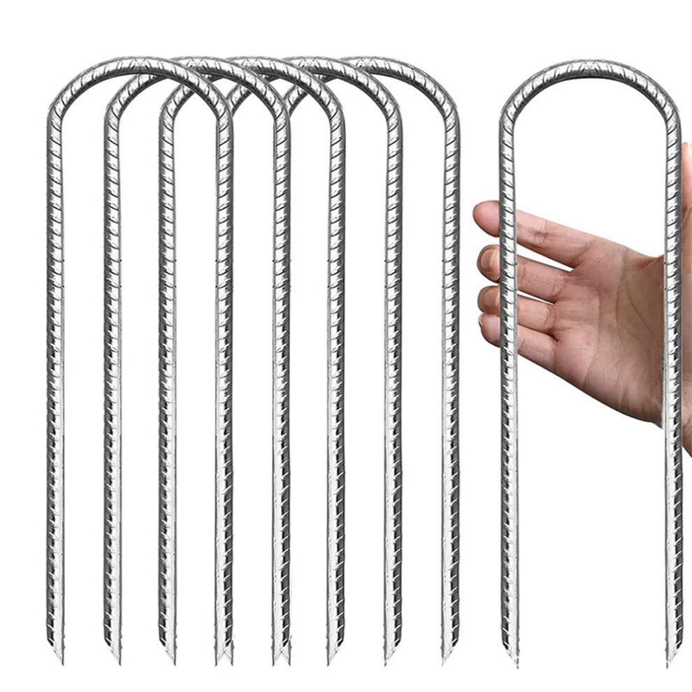 Ground Stakes Steel Rebar Anchors, Heavy Duty Galvanized U Shaped Ground Stakes For Trampolines Tents Fences, Rust Resistant Outdoor Stabilizing Pegs 9128293046305