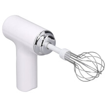 Electric Cordless Hand Egg Beater 3 Speeds 2 Whisks White