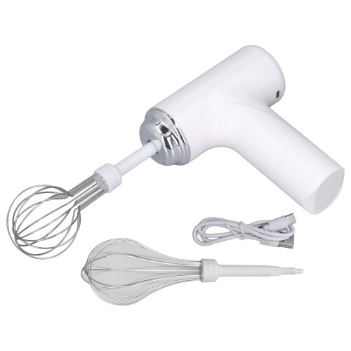 Electric Cordless Hand Egg Beater 3 Speeds 2 Whisks White 2