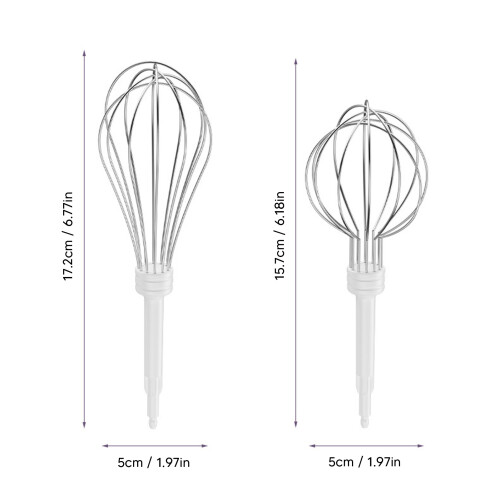 Electric Cordless Hand Egg Beater 3 Speeds 2 Whisks White 1